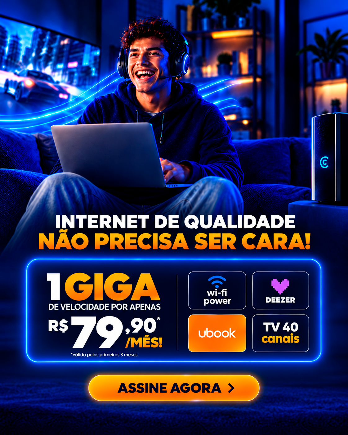 Anúncio Neon de Internet Gamer